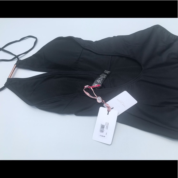 NWT Ted Baker Black Halter Deep V One Piece Swim - Picture 8 of 9